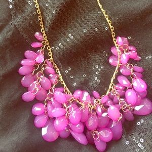 Fuchsia Beaded chandelier necklace!